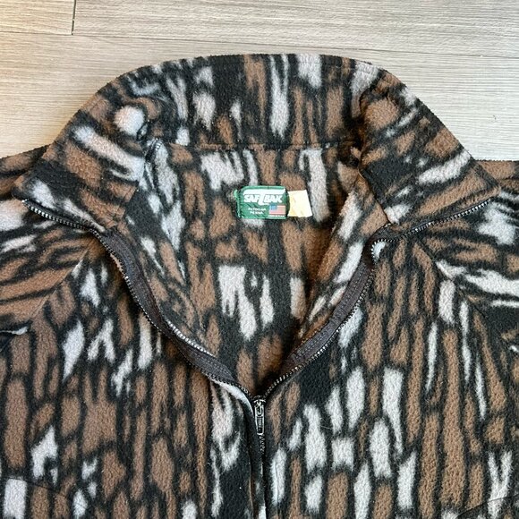 Vintage SafTBak Treebark Camo Fleece Zip Up Jacket Coat Cropped Size L - Picture 2 of 4